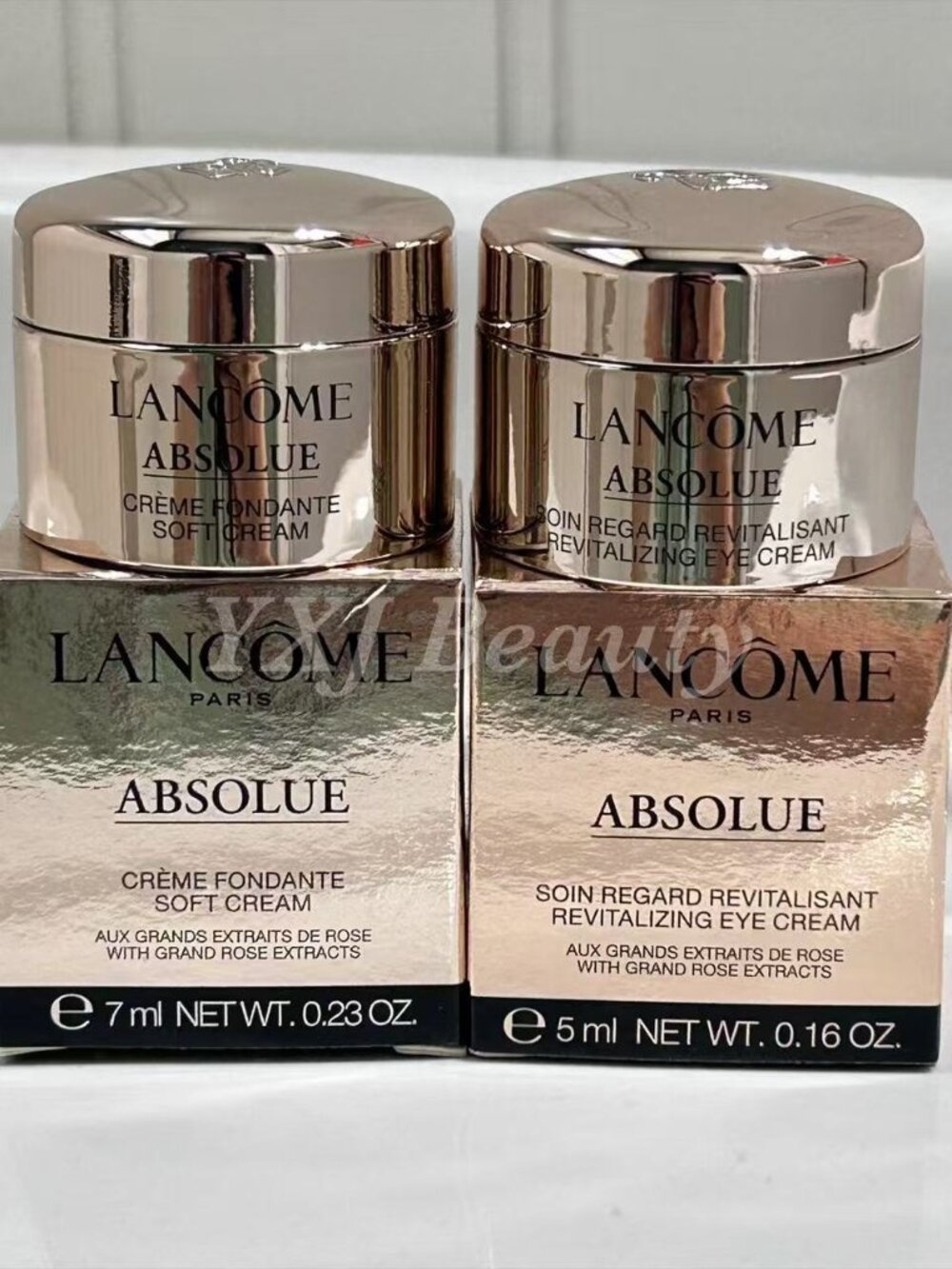 New Lancome 2PC Absolue Face Soft Cream & Eye Cream Set~Travel Size (7 ml+5 ml)